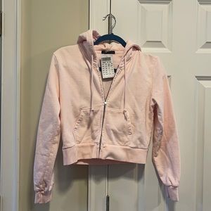 Brandy Melville Light Pink Cropped Hoodie